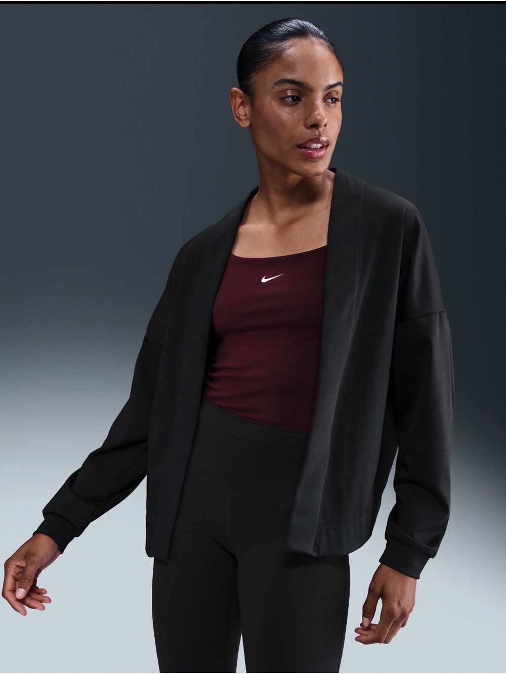 Nike Zenvy Women’s Dri-FIT Oversized Cardigan – Black